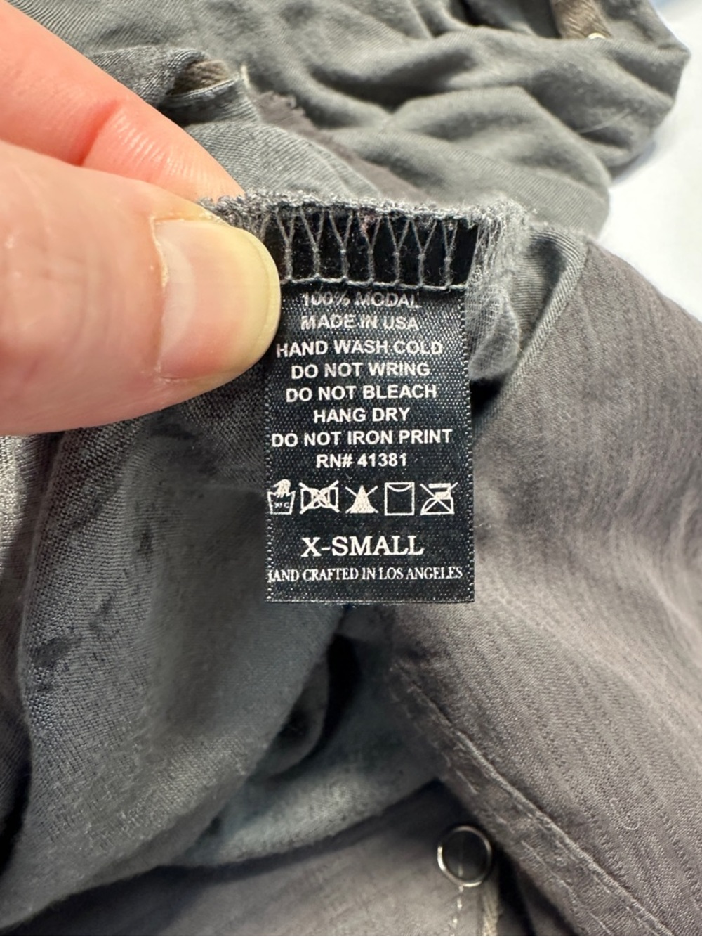 Salvage Y2K Grunge Gray Snap Button Rocker Punk Rivet Thrashed Thin Top XS - Picture 9 of 16